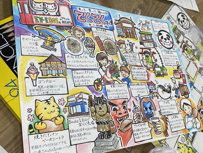 秋田駅JR男鹿線アキュム掲示「てくてくマップ」二田∼船越編